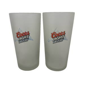 Set of 2 COORS LIGHT Frosted 14 oz Subzero The Silver Bullet Beer Glasses AB